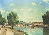 Famous Bridge Paintings - The Railway Bridge at Pontoise